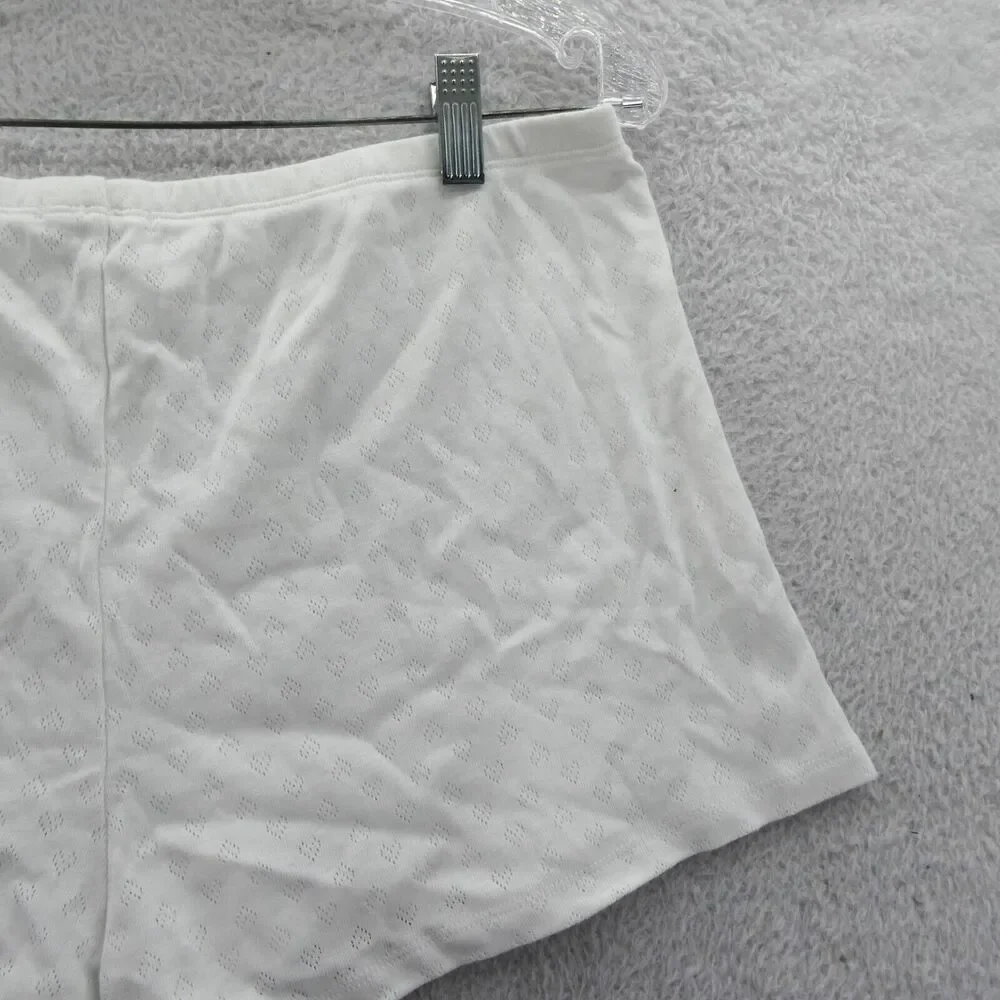 Victorias‎ Secret Large Boyshort Pajama Shorts White Heart Knit Sleepwear Short